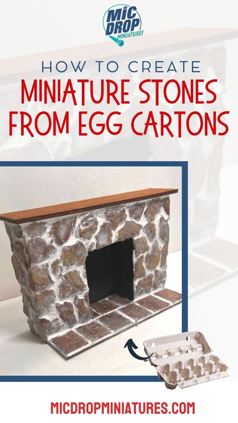 Learn how to create Dollhouse Miniature stones and bricks from egg cartons. I'll show you in this simple DIY video. Dollhouse Bricks Diy, Miniature Dollhouse Ideas, Miniature Painting Tutorial, Diy Dollhouse Furniture Easy How To Make, Diy Miniature Dollhouse Accessories, Diy Dollhouse Ideas, Mini Room Diy, Dollhouse Fireplace Diy, Dollhouse Makeover Diy