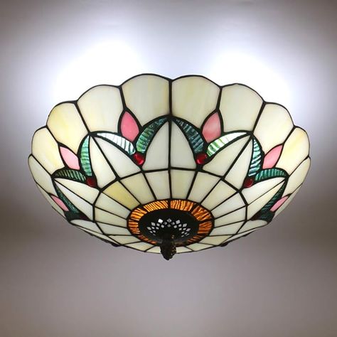 Skyweel 12 Inch Vintage Chandeliers Light Tiffany Style Ceiling Light Fixture Stained Glass Flower Flush Mount Ceiling Lighting Fixtures Lamps - Amazon.com Tiffany Style Ceiling Lights, Stained Glass Ceiling, Stained Glass Flower, Tiffany Ceiling Lights, Vintage Chandeliers, Glass Light Fixture, Tiffany Stained Glass, Glass Ceiling Lamps, Stained Glass Lamps