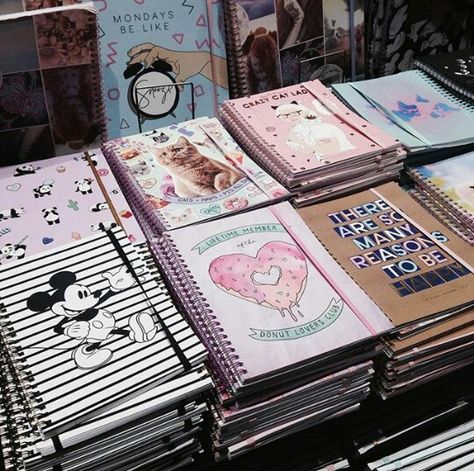 Typo Stationary, Organization Notebook, Cute Spiral Notebooks, Girl School Supplies, Kids Organization, School Suplies, Stationery Obsession, Cute School Stationary, Kawaii School Supplies