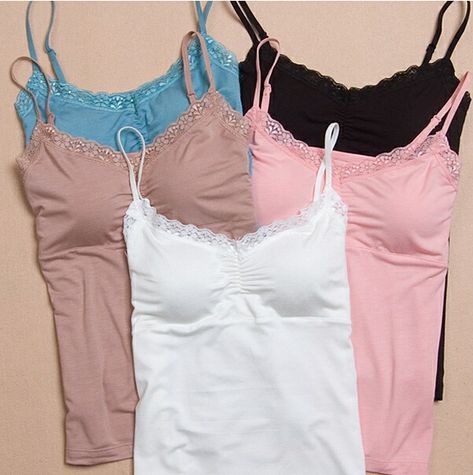 Padded Camisole, Cheap Tank Tops, Top Straps, Camisole Bra, Solid Tank Tops, Tank Top Straps, Summer Lace, Tank Top Bras, Tank Top Camisole