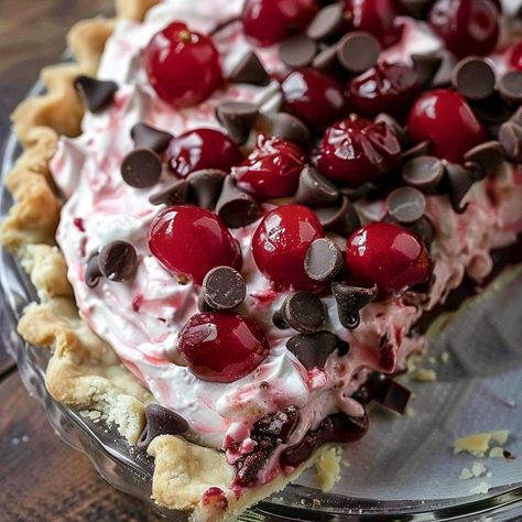 Cherry Chocolate Chip Pie No Bake Cherry Chocolate Chip Pie, No-bake Easy Cherry Chocolate Chip Pie, Cherry Chocolate Chip Pie, Ham With Cherry Pie Filling, Healthy Cherry Pie, Cherry Cheese Pie, Chocolate Cherry Pie, Edible Sugar Cookie Dough, Chocolate Chip Cheesecake Bars