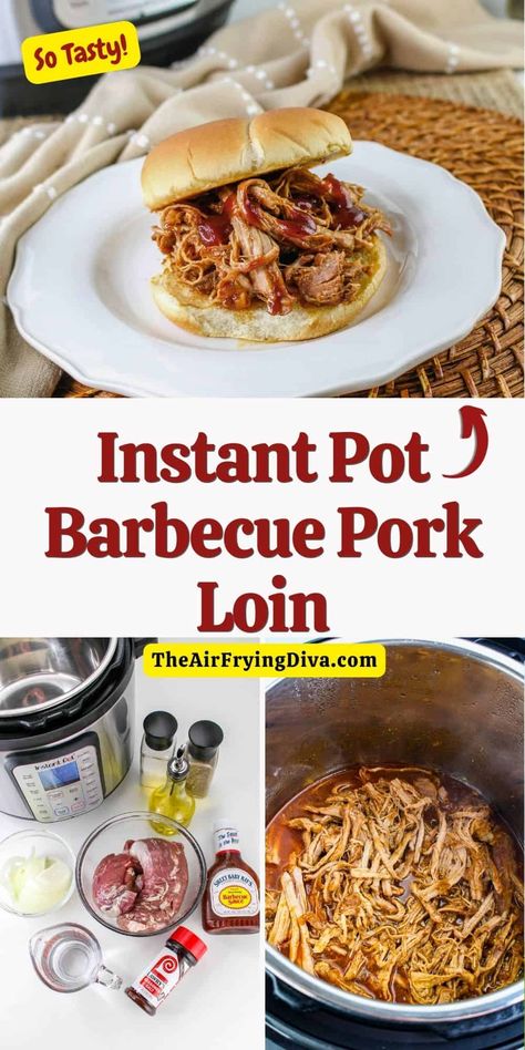 Instant Pot Barbecue Pork Loin Pressure Cook Pork Loin, Instant Pot Pulled Pork Loin Recipe, Pulled Pork From Pork Loin, Bbq Pork Loin Instant Pot, Instant Pot Pork Loin Pulled Pork, Pulled Pork Loin Instant Pot, Pulled Pork Recipes Instant Pot, Instapot Pork Loin Recipes Easy, Instant Pot Pulled Pork Loin