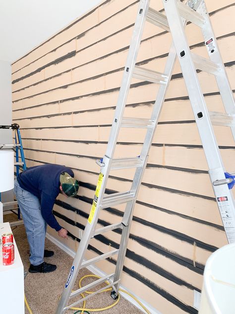 How To Diy Shiplap Wall, Shiplap Large Wall, Inexpensive Shiplap Wall, Shiplap Decor Ideas, Staggered Shiplap Wall, Shiplap Corner Trim, Diy Shiplap Wall Cheap, Shiplap Accent Wall Living Room, Ship Lapped Walls