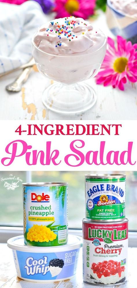 Pink Salad Recipe, Dishes For Potluck, Pink Salad, Fluff Salad Recipes, Easy Fruit Salad Recipes, Sugar Free Fruits, Fruit Salad Easy, Free Fruit, Potluck Dishes