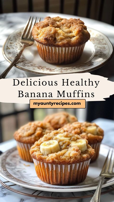 These Easy Healthy Banana Muffins are a nutritious and delicious way to start your morning. Made with ripe bananas, they’re moist, flavorful, and perfect for fall recipes or breakfast on the go. Enjoy a tasty muffin that’s simple to make and full of natural sweetness! Overripe Banana Recipes Easy Healthy, Healthy Banana Bread Muffins Oats, Banana Recipes For Diabetics, Baking With Bananas Recipes Healthy, Healthy Banana Cupcakes, Best Banana Oatmeal Muffins, Oil Free Banana Muffins, Sugarless Banana Muffins, Healthy Muffin Recipes Banana