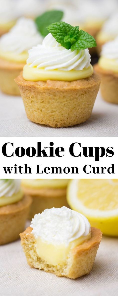 Lemon Cups, Lemon Curd Dessert, Sugar Cookie Cups, Easy Lemon Curd, Idea For Summer, Cookie Cups Recipe, Lemon Curd Recipe, Crunchy Cookies, Cookie Cups