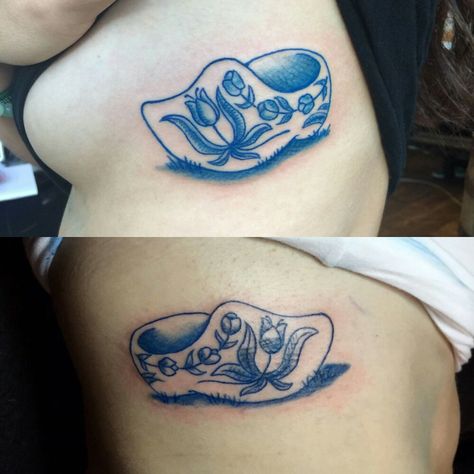 Blue Tattoo Design, Dutch Tattoo Ideas, Delft Blue Tattoo, Dutch Tattoo, Chicken Tattoo, Tulip Tattoo, Travel Tattoos, Blue Tattoo, Cute Tiny Tattoos