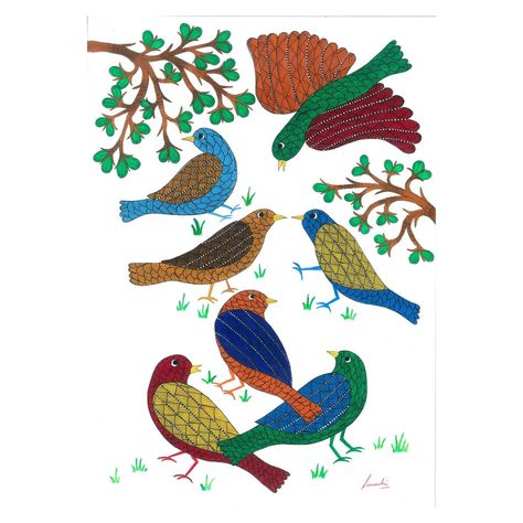 Gond Art, Gond Painting, Painting Birds, Beauty Paintings, Song Birds, Birds Art, Deer Art, Indian Folk Art, Life Lesson