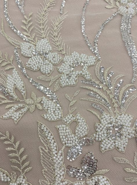 Beaded Fabrics, Salwar Pants, Gold Work Embroidery, Bead Embroidery Tutorial, Silver Silk, Colour Matching, Couture Embroidery, Bead Embroidery Patterns, Embroidery Works