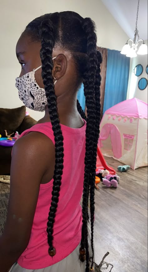 Jumbo Box Braids Kids, Two Jumbo Braids, 6 Jumbo Box Braids, Box Braids Kids, Hair Tye, Aria Hair, Black Girls Braids, Girls Braided Hairstyles Kids, Suggested App