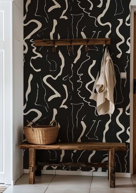 Transform your walls with our Bold Black and White Peel and Stick Wallpaper! Featuring an abstract line pattern, this modern monochrome wall mural adds a sleek touch to any space. Removable and perfect for renters, it's an effortless way to elevate your decor. Shop now and redefine your walls!  Renters rejoice!  It's remarkably easy to apply (no special tools, glue or adhesive necessary), and can be repositioned or removed just as easily, with no trace left behind. Make an impact with a single s White Peel And Stick Wallpaper, Renters Wallpaper, Monochrome Wall Art, Monochrome Wall, Modern Monochrome, Lines Wallpaper, Inspire Me Home Decor, Sopot, Black And White Wallpaper