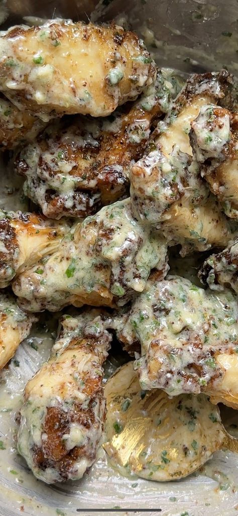 Recipes by Remi Lemon And Herb Sauce, Mac Truck, Wings Sauces, Parmesan Wings Recipe, Jamaican Oxtail Stew, Parmesan Wing Sauce, Marinated Wings, Wings Food, Parmesan Wings