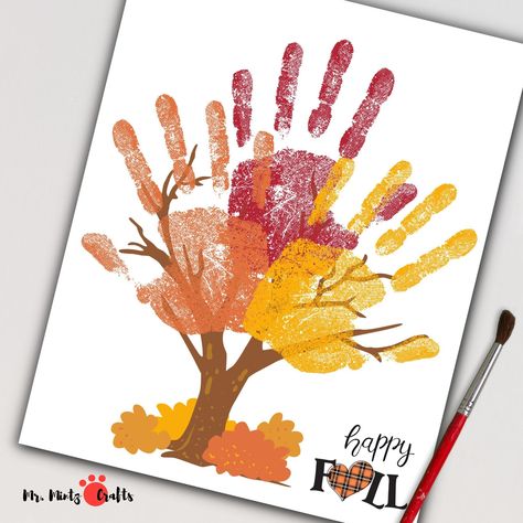 Celebrate the beauty of autumn with this delightful ‘Happy Fall’ handprint tree craft. Perfect for kids, this art project uses vibrant fall colors to create a tree with handprints as the leaves, capturing the essence of the season. Ideal for classrooms, homeschooling, or a fun family activity, this craft helps children express their creativity while learning about the changing seasons. Easy to follow and mess-free, it’s a great way to engage little ones in hands-on learning. THIS LISTING IS FOR A DIGITAL COPY OF THE PRINTABLE TEMPLATES ONLY. -------------------------------------------------------------YOU WILL RECEIVE A4 and 8.5x11" size (high quality JPG files).*No physical product will be shipped, this is a digital downloadable art print.NOTE: Due to different monitor calibrations, note Handprint Tree Craft, Autumn Art Projects, Handprint Leaves, Handprint Tree, Thanksgiving Art Projects, Fall Activity, Fall Arts And Crafts, Fall Art Projects, Messy Art