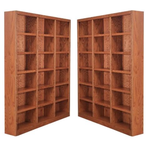 PRICES MAY VARY. Traditional 84" Tall 18-Shelf Triple Wide Wood Bookcase in Dry Oak x 2. Materials: Genuine wood veneers and solid wood molding 10 step polyurethane oak finish 15 adjustable shelves and 3 fixed shelves to accommodate large and small items Quick, simple assembly with dowels, camlocks and an engineered wood back panel that is more durable than the cardboard on most ready to assemble bookcases  Included Items:  - Traditional 84" Tall 18-Shelf Triple Wide Wood Bookcase in Dry Oak x 2 Farmhouse Bookcases, Wide Bookcase, Bookcases For Sale, Veneer Panels, Furniture Bookshelves, Wood Bookcase, Bed In Living Room, Wood Molding, Bush Furniture