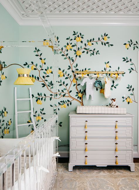 Tree Mural Kids, Baby Room Design Modern, Baby Room Ideas Early Years, Green Kids Rooms, Baby Room Design Boy, Pink Baby Room, Modern Baby Room, Honeycomb Tile, Small Baby Room