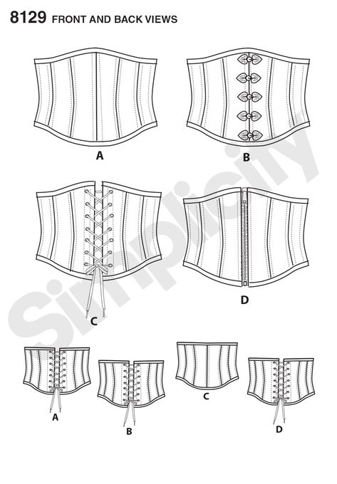 Purchase Simplicity  Simplicity Pattern 8129 Misses' Easy Waist Cincher Corsets and read its pattern reviews. Find other Lingerie,  sewing patterns. Corset Diy, Corset Sewing, Diy Corset, New Look Patterns, Cincher Corset, Corset Sewing Pattern, Waist Cincher Corset, Corset Pattern, Boned Corsets