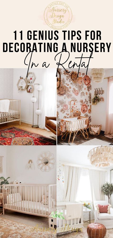 11 GENIUS TIPS FOR DECORATING A NURSERY IN A RENTAL HOUSE (1) Rental Nursery Decorating, Nursery In Rental Home, Nursery Rental Home, Rental Friendly Nursery Ideas, Rental Nursery Ideas, Nursery In A Rental, Renter Friendly Nursery, Shared Nursery, Simple Nursery