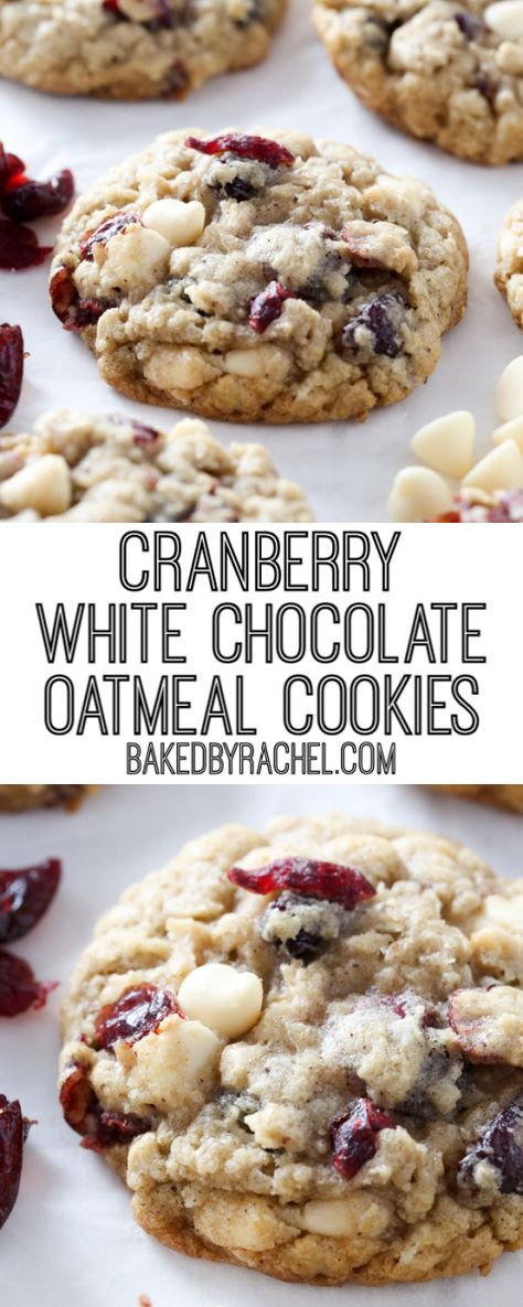 White Chocolate Oatmeal Cookies, White Chocolate Oatmeal, Cranberry White Chocolate Chip Cookies, Cranberry Chocolate, Oatmeal Cookie Recipe, Cranberry White Chocolate, Oatmeal Cranberry Cookies, Chocolate Oatmeal Cookies, White Chocolate Cookies