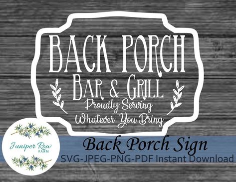 Back Porch Bar, Grill Sign, Deck Sign, Backyard Signs, Porch Bar, Out Space, Personalized Wine Tumbler, Porch Sign, Bar Grill