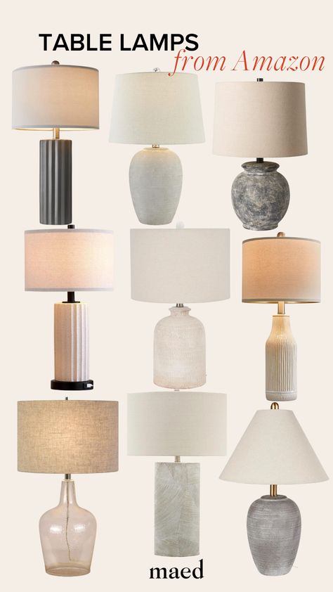 Get inspired to decorate your modern home with these neutral table lamps perfect for living rooms, entryways and nightstands. Follow MAED for more Amazon home decor must-haves and modern decor finds. Lamps For Large Nightstands, Boho Table Lamps Living Room, Neutral Bedroom Lamps, Amazon Table Lamps, Side Table Lamps Living Room, Entryway Table Lamp, Nightstand Lamps Bedroom, Side Lamps Bedroom, Amazon Lamp