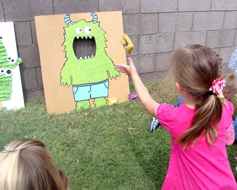 Monster Party: Use the monster in multiple ways... 1: Bean Bag Toss Game (Pin 1 of 2) Diy Carnival Games, Toddler Party Games, Carnival Games For Kids, Monster 1st Birthdays, Monster Inc Birthday, Diy Carnival, Bean Bag Toss Game, Toddler Parties, Monster Birthday Parties