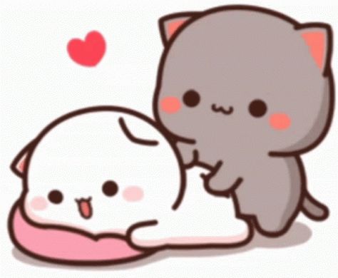 Dudu And Bubu Gif, Mochi Peach Cat Gif, Mochi Cat Gif, Cute Cartoon Gif, Peach Y Goma, Peach Goma Gif, Peach Gif, Mochi Peach Cat, Calin Gif