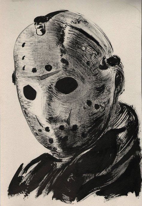 Jason Voorhees Drawing, Jason Drawing, Mask Draw, Drawing Weird, Drawing Creepy, Horror Tattoos, Horror Movie Tattoos, Friday The 13th Jason, Scary Drawings