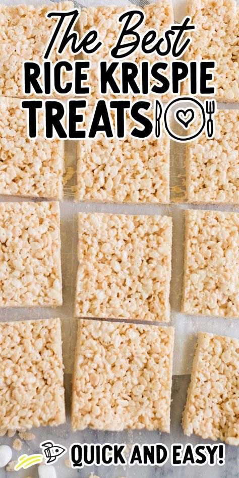 This is the ultimate original recipe for classic Rice Krispie treats featuring buttery marshmallows mixed with crunchy cereal. Essen, Rice Krispie Treats Original Recipe, Best Rice Krispie Treats Recipe, Rice Crispy Squares, Homemade Rice Krispies, Rice Crispy Bars, Crispy Treats Recipe, Rice Krispie Treats Recipe, Rice Krispie Bars