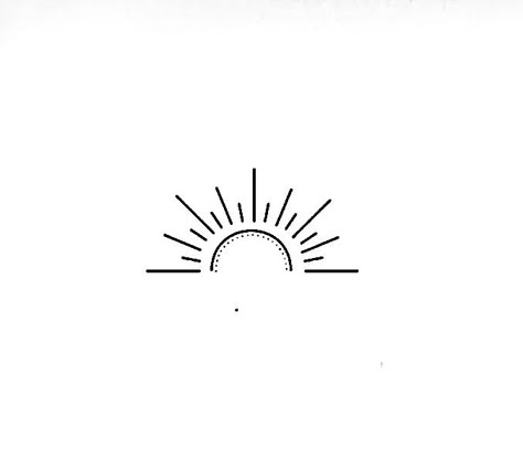 Sun Line Drawing Tattoo, Simple Sun Rise Tattoo, Half Sun Line Tattoo, Sun Tattoo Placement For Women, Artsy Sun Tattoo, Half Sunshine Tattoo, Sunrise Line Tattoo, Semi Sunrays Tattoo, Half Sun Tattoo Design