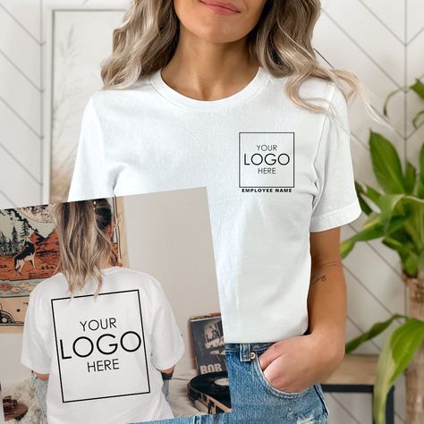 Logos, Company Tshirt Design Ideas, Employee Uniform, Branded Apparel, Logo Company, Business Look, Pocket Tshirt, Branded Shirts, Business Logo