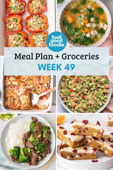 Check out these easy and organized meal plans that include 5 dinner recipes for the week, plus a breakfast and snack/dessert idea you can make any time. | Weekly Meal Plan | 6 Meals A Day Meal Plan Ideas, Weekly Meal Plan Family Healthy, 5 Day Meal Plan Healthy, Easy Meals For New Moms, Healthy Meal Planning Ideas Weekly, Healthy Meal Plans For The Week Families, 5 Meals A Day Plan, Meal Plan Ideas Weekly, Healthy Weekly Meal Plan Families