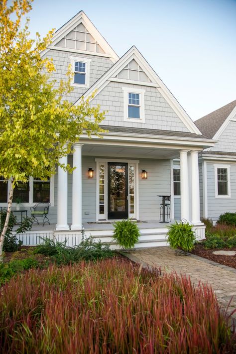 Gray House With White Trim, House With White Trim, Ad Bedroom, Ad Kitchen, Welsh Cottage, Gray House Exterior, James Hardie Siding, Scandinavian Farmhouse, Hardie Siding