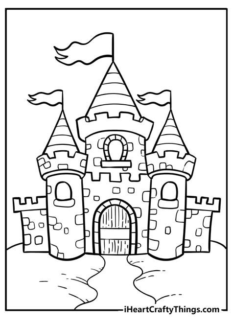 Coloring Pages Princess, Nella The Princess Knight, Castle Coloring Page, Happy Birthday Coloring Pages, Castle Drawing, Fairy Castle, Birthday Coloring Pages, Haunted Castle, Easy Coloring