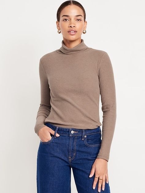 Plush Turtleneck | Old Navy Small Turtle Neck Shirt, Casual Office Clothes, December Colors, Brown Turtleneck Outfit, Fall Turtleneck, Women's Business Casual, Brown Turtleneck, Turtle Neck Shirt, Office Clothes