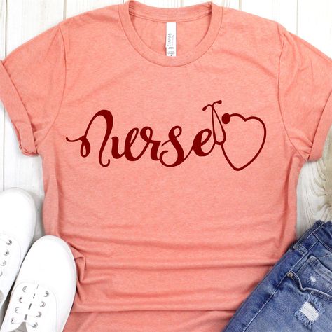 Nurse Shirts Vinyl, Nursing Svg, Stethoscope Svg, Cricut Shirts, Nurses Week Gifts, Nurse Shirts, Male Nurse, Nurse Stuff, Diy Shirts