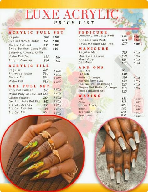 Acrylic Nail Price List Ideas, Acrylic Nail Prices, Acrylic Nails Price List, Nail Tech Supply List, Acrylic Nail Price List, Nail Business From Home, Press On Nail Price List, Beginner Nail Tech Price List, Nail Brand Name Ideas