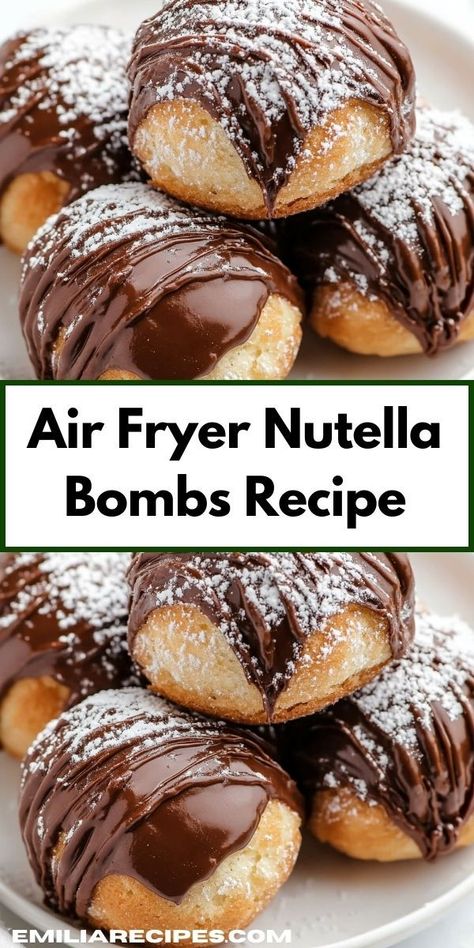 Need a quick dessert that’s bursting with flavor? Try Air Fryer Nutella Bombs, a simple dessert recipe that delivers rich chocolate goodness in every bite, perfect for satisfying your sweet tooth on busy weeknights. Nutella Snacks, Nutella Desserts, Quick Dessert Recipes, Quick Treats, Quick Dessert, Bombe Recipe, Puff Pastry Dough, Simple Dessert, Unique Desserts