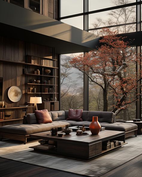 Loving this modern Japanese home interior design concept🤍 We design spaces for clients worldwide, find out more on our website, link in bio! #interior #interiordesign Chinese Interior Design Modern, Japanese House Interior Design, Dark Japandi, Japanese House Interior, Japanese Home Interior, Modern Chinese Interior, Chinese Interior Design, Dark Interior Design, Modern Japanese Interior