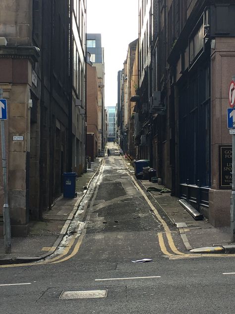 Not built for 21st century traffic - and why are city alleys always so ugly? #glasgow #streetphoto #streetphotography #streetphotographyglasgow #scotland #howwelive Uk City Aesthetic, Uk Urban Photography, City Alley, Poor City Aesthetic, Urban Scenery, Inner City Aesthetic, Run Down City, Dystopian Art, City Streets Photography