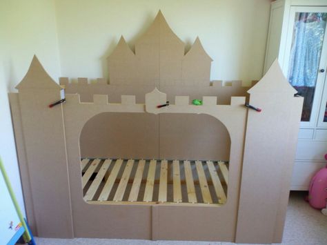 Diy Castle Bed, Princess Kids Room, Playhouse Plan, Kallax Hack, Castle Bed, Cardboard Castle, Diy Bunk Bed, Princess Bed