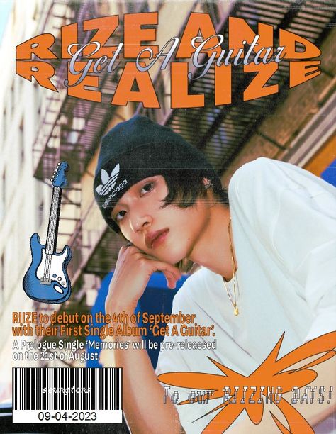 E Magazine Design, Get A Guitar Riize, Riize Get A Guitar, Magazine Graphic Design Cover, Graphic Design Kpop Posters, K Pop Graphic Design, Kpop Graphic Poster, Kpop Album Design, Magazine Edit Kpop