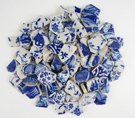 Tile Stained, Blue Willow China, Glazed Ceramic Tile, Mosaic Art Projects, Broken China Jewelry, Ceramic Mosaic Tile, Mosaic Supplies, Mosaic Pieces, Sea Pottery