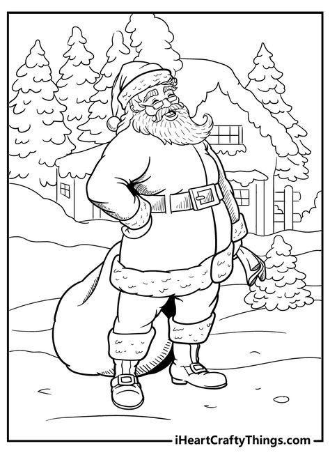 Santa Coloring Pictures, Santa Coloring, Santa Claus Pictures, Santa Coloring Pages, Free Christmas Coloring Pages, Adult Coloring Books Printables, Christmas Coloring Sheets, Printable Christmas Coloring Pages, Easy Coloring Pages