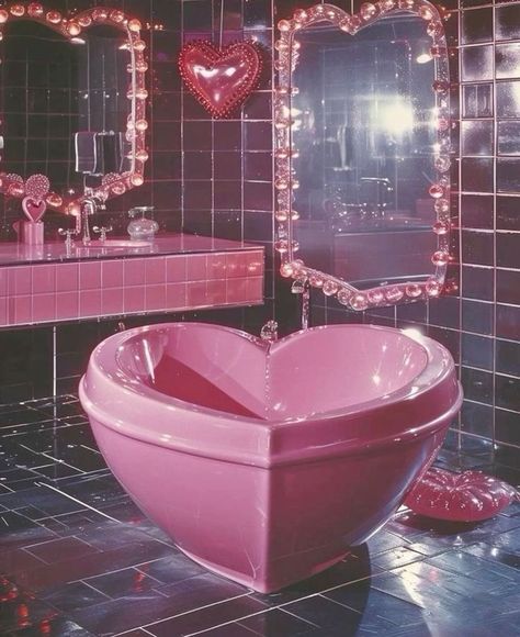 Heart Shaped Bathtub, Bathtub Mermaid, Angie Aesthetic, Heart Shaped Vanity, Cute Bathtub, Kawaii Bathroom, Bathtub Aesthetic, Pink Bathtub, Cute Bedroom Decor