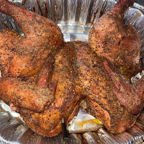 Pit Boss Smoked Spatchcock Turkey Recipe - Joshs Cookhouse Smoked Turkey Recipes Thanksgiving, Smoked Spatchcock Turkey, Spatchcock Turkey Recipe, Smoked Whole Turkey, Spatchcock Turkey, Smoked Turkey Recipes, Smoked Turkey Breast, Great Chicken Recipes, Spatchcock Chicken