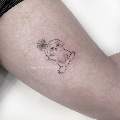 Sorella Tattoo, Neurodiverse Art, Sloth Tattoo, Maching Tattoos, Dinosaur Tattoos, Sibling Tattoos, Cartoon Character Tattoos, Cute Little Tattoos, Cute Tiny Tattoos