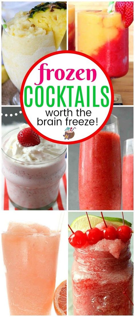 Blended Drinks Alcohol, Frozen Fruit Cocktails, Blended Cocktail Recipes, Frozen Alcoholic Drinks Recipes, Frozen Mixed Drinks, Alcoholic Drinks Vodka, Fruit Drinks Alcohol, Frozen Fruit Drinks, Frozen Drinks Alcohol