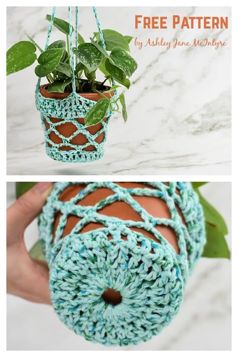 Crochet Plant Hanger, Crochet Hanging, Crochet Plant, Crochet Flower Patterns, Diy Crochet Projects, Yarn Projects, Hanging Basket, Crochet Basket, Crochet Home