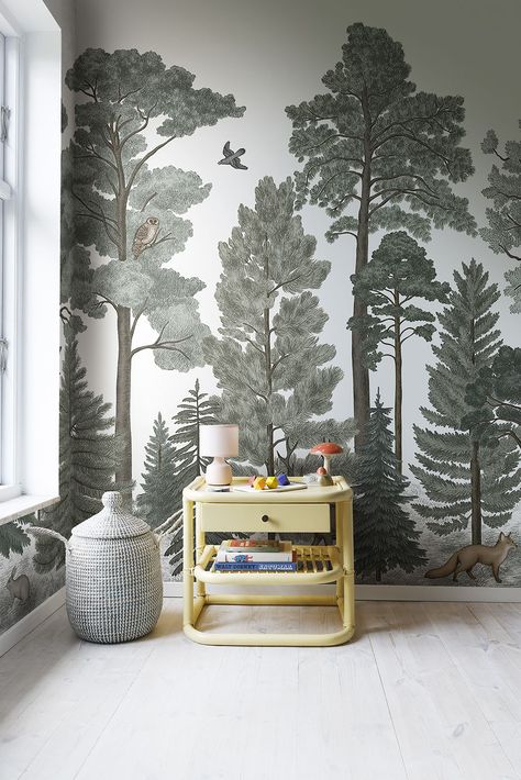 Kids will love spending lazy afternoons in their bedrooms with beautiful bedroom wallpaper. Choose from a variety of patterns and designs to make their bedroom their own. Woodland Mural, Kids Bedroom Wallpaper, Forest Room, Kindergarten Wallpaper, Nature Room, Woodland Wallpaper, Forest Mural, Tree Mural, Forest Nursery