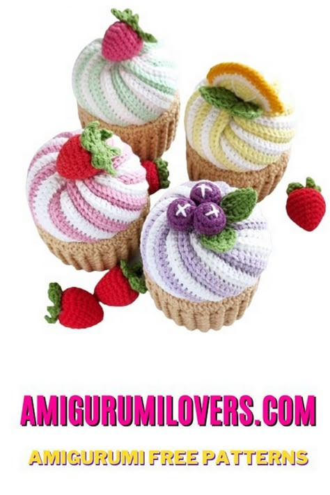 Cupcake Amigurumi Free Crochet Pattern - Amigurumilovers.com Crochet Plush Pattern Free, Plush Pattern Free, Crochet Tea Cup, Half Double Crochet Decrease, Crochet Pincushion, Crochet Cake, Crochet Cupcake, Crochet Plush, Crochet Decrease